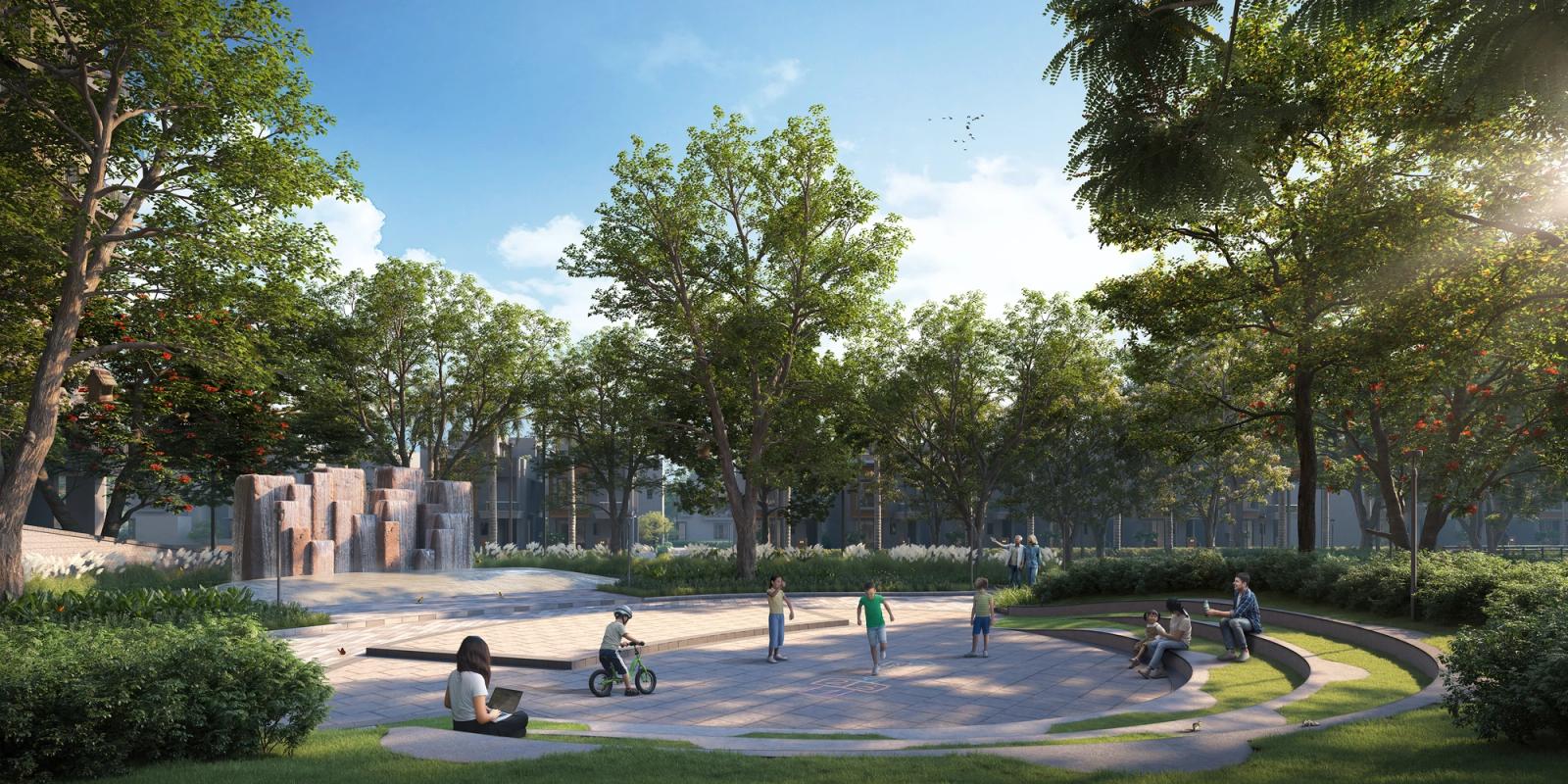 Community plaza at Vinayak 21 Acres